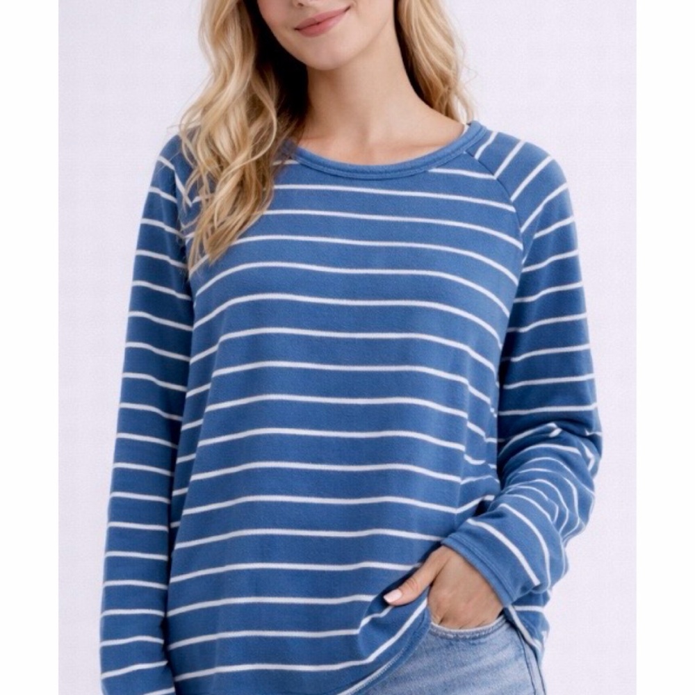 COTTON ON • Blue/White Striped Pullover Sweatshirt, S